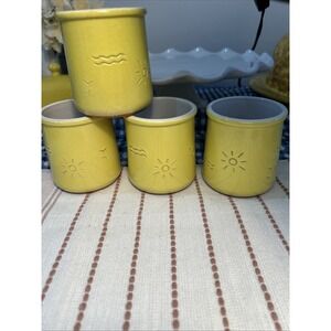 La Fermiere Yogurt Bowls Ltd. Edition Summer Yellow Set Of 4 Oven/Frz/Micro Safe